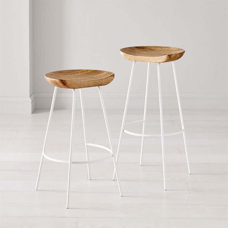 Industrial Wood Barstool Counter Stool Footrest Metal Furniture in Matte Finish