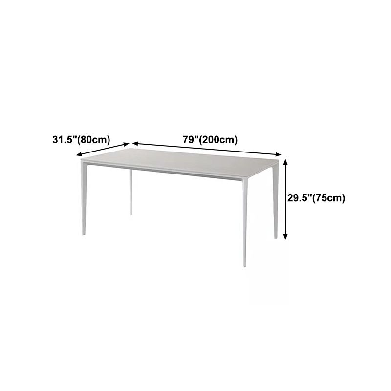 Stone Top Dining Table Contemporary Rectangle Dining Table with 4 Legs in White