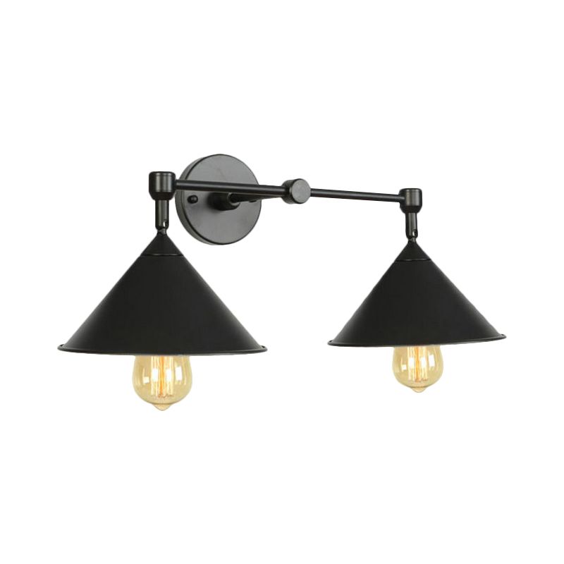 Two-light Metal Wall Sconce Cone-shaped Antique Sconce Lamp for Living Room Dining Room