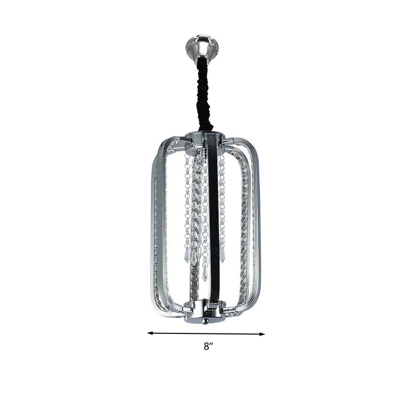 Lampe à pente du cylindre minimaliste Crystal Crystal 8 "/ 16" LED PLAFICE DE CHAMBRE LED LED en argent pour la chambre