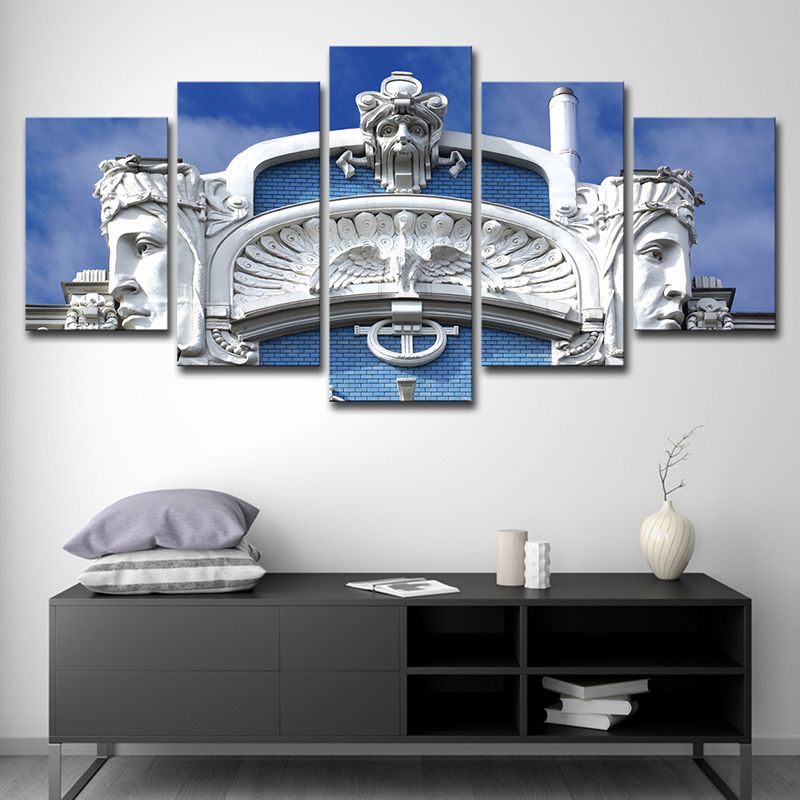 White Sculpture Canvas Wall Art Architecture Modern Multi-Piece Wall Decor for Home