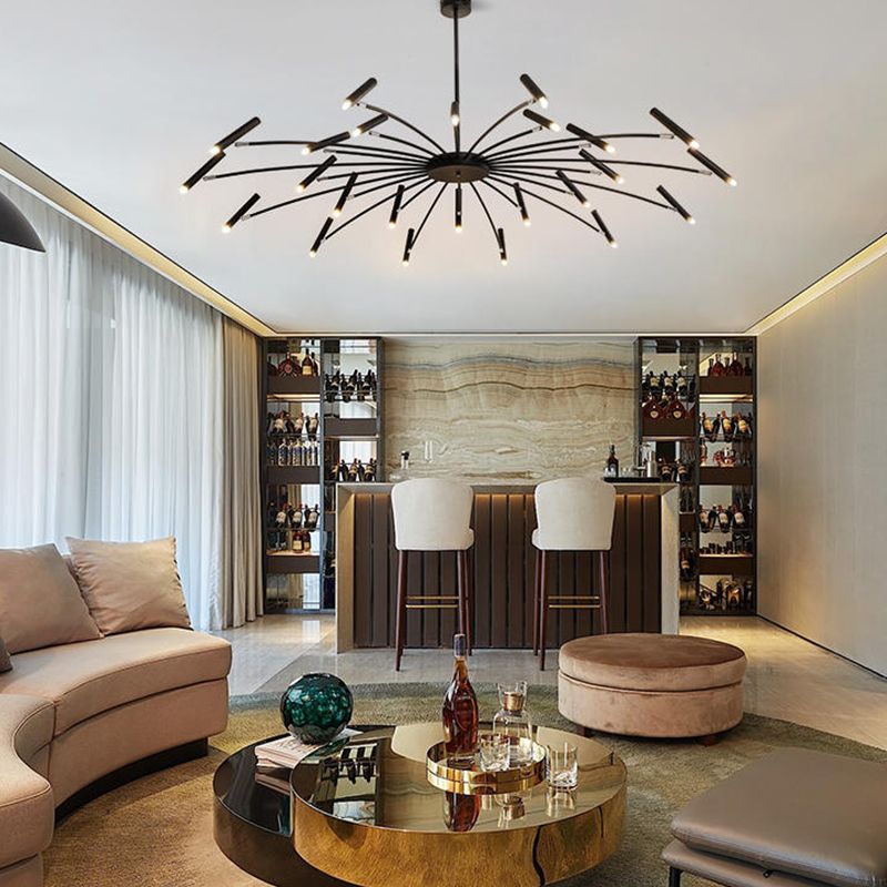 Linear Chandelier Light Fixtures Modern Multi-Head Suspension Pendant Lamps for Living Room