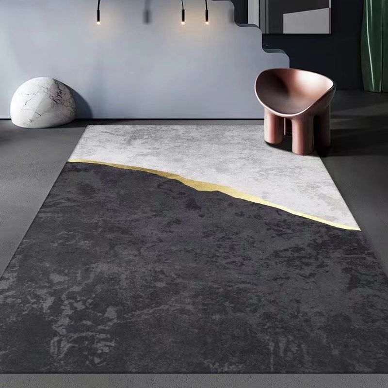 Gorgeous Geometric Rug Polyester Gray Rug Tear Resistant Rug for Living Room