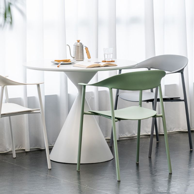 Modern Open Back Side Chair Plastic Dining Chair with Metal Base