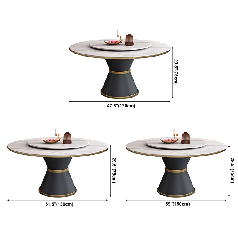 Metal Modern Round Dining Table Sintered Stone Table for Kitchen and Dining Room