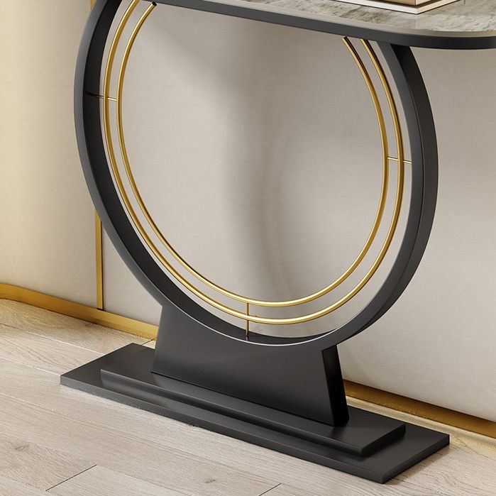 Half Moon Console Accent Table Antique Finish Sofa Table in Stone