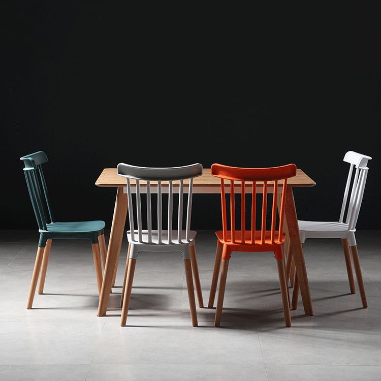 Silla con respaldo de listones de estilo moderno, sillas sin brazos con patas de madera para cocina