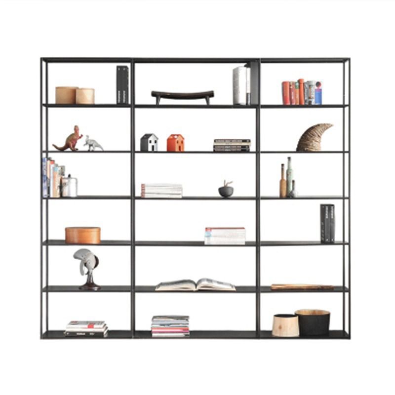 Industrial Style Bookshelf in Black Iron Shelf for Study Room Office with 5 Open Shelves
