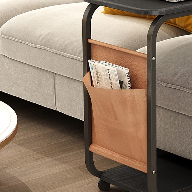 Modern Wood Corner Table Side Rectangular End Table with Storage