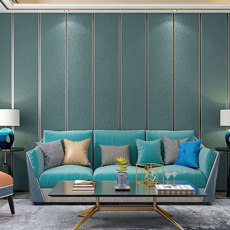 Neutral Color Vertical Stripe Wallpaper Stain-Resistant Flock Wall Covering for Accent Wall