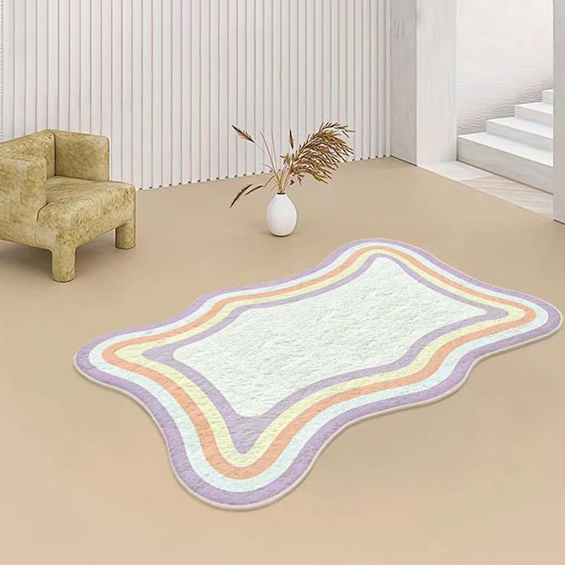 Purple Modern Rug Polyester Gradient Ramp Rug Washable Rug for Living Room