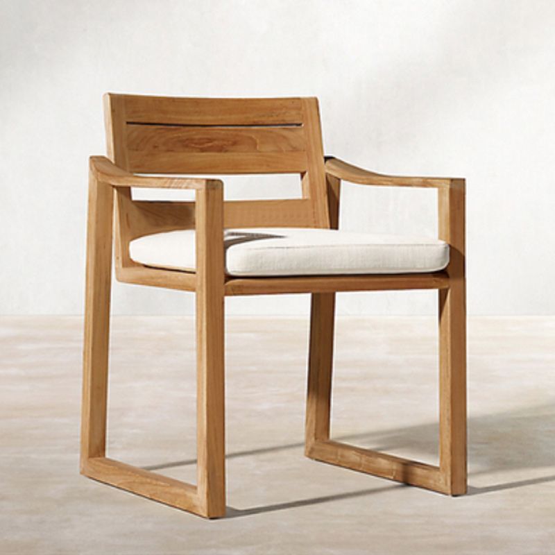 Modern Natural Patio Dining Chair with UV Protective Finish Cushion