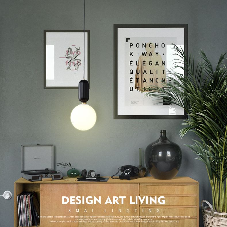 Nordische minimalistische Gla-Globus Hanging Lampe Single-Bulb Kreative Ausrufezeichen Anhänger Licht für Schlafzimmer