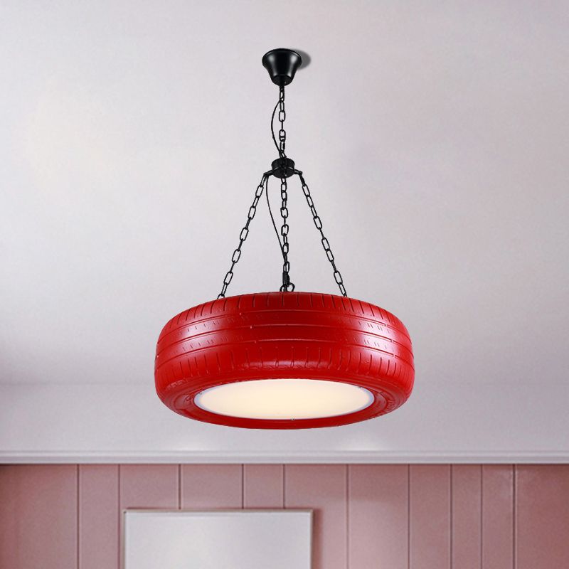 Creative Industrial Hanging Light Car Tire Rubber Chandelier with Hanging Chain for Bar