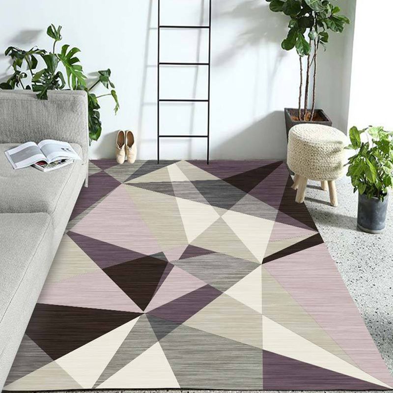 Colorful Triangle Design Rug Trendy Modern Carpet Polyester Easy Care Area Carpet for Living Room