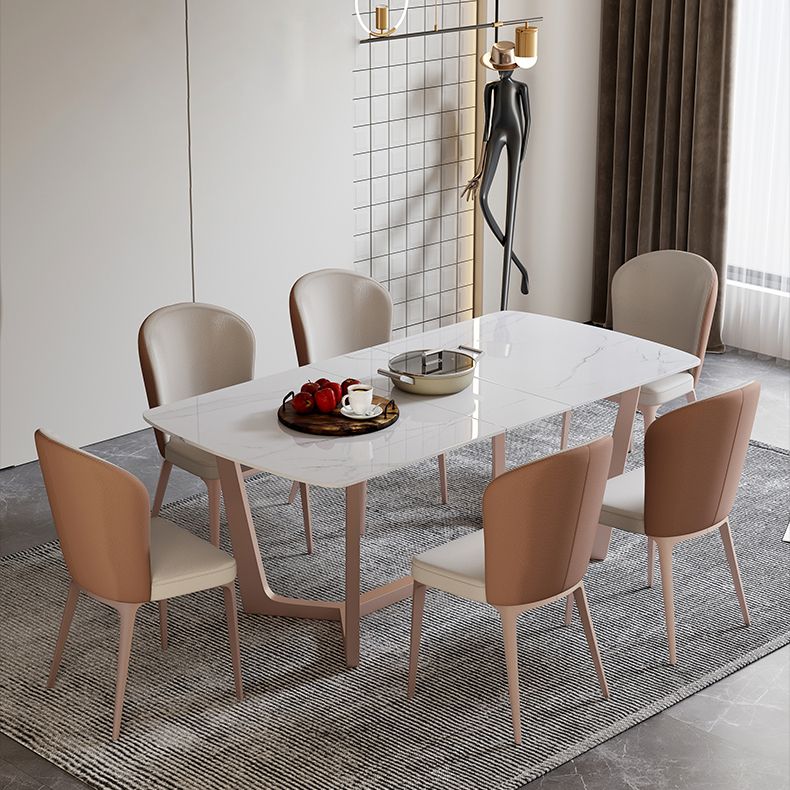 Extendable Sintered Stone Top Dining Set Rectangle 1/4/5/7 Pieces Dining Table with Chairs