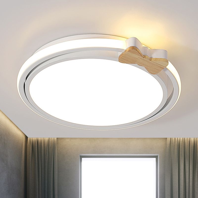 Flush Flush Mount Lamp Modernism Acrylic Grey / White / Green LED Flush Ceiling Light with Bow Decor