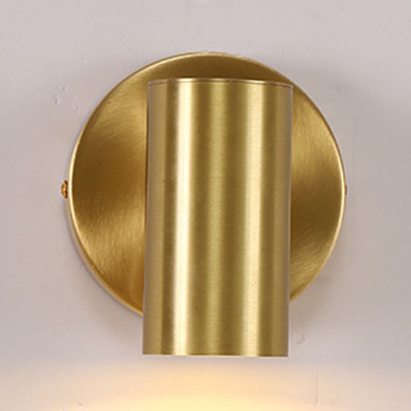 Modern Style Cylinder Shape Wall Sconce Metal 1 Sconce Light in Gold