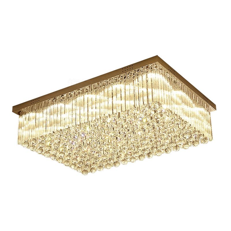 Geometric Stainless-Steel LED Ceiling Light in Modern Luxury Style Crystal Indoor Flush Mount in Silver