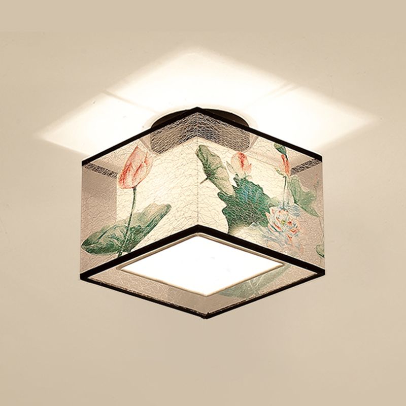 Single Head Flush Lamp Chinese Stijl Stof Flush Plafond Licht voor woonkamer