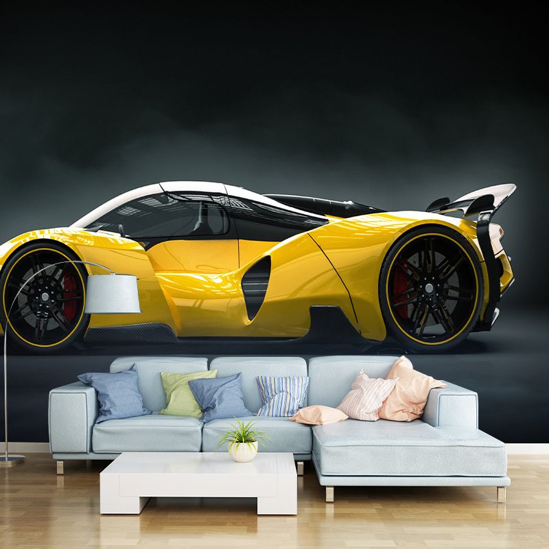 Car Illustration Wall Mural Moisture Resistant Wall Decor for Boys Bedroom