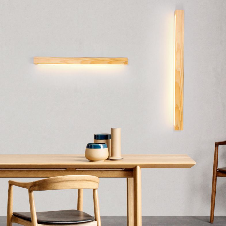 Linear Wooden Flush Mount Wall Lamp Nordic LED Wall Light Fixture for Living Room