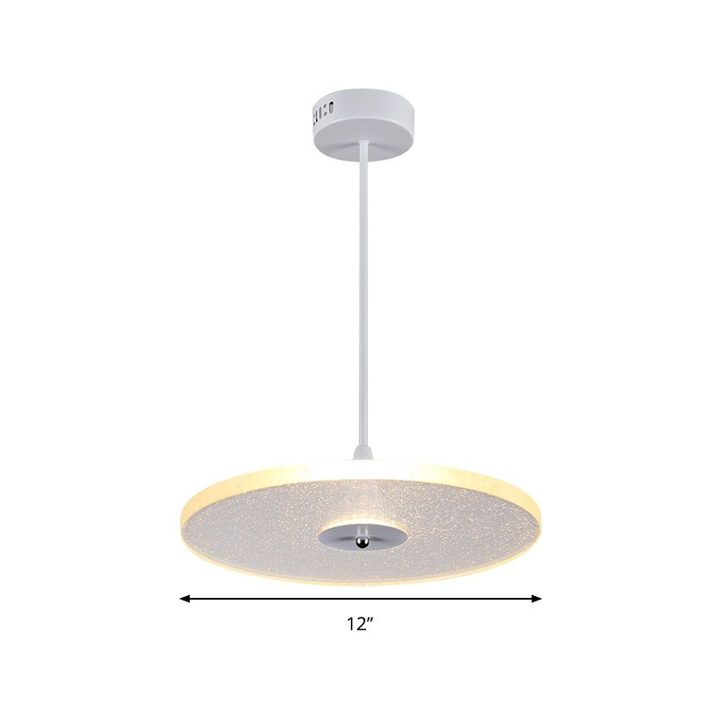 Iluminación colgante redonda de 12 "/16" de ancho Cristal moderno 1 Lámpara de colgación blanca LED para sala de estar
