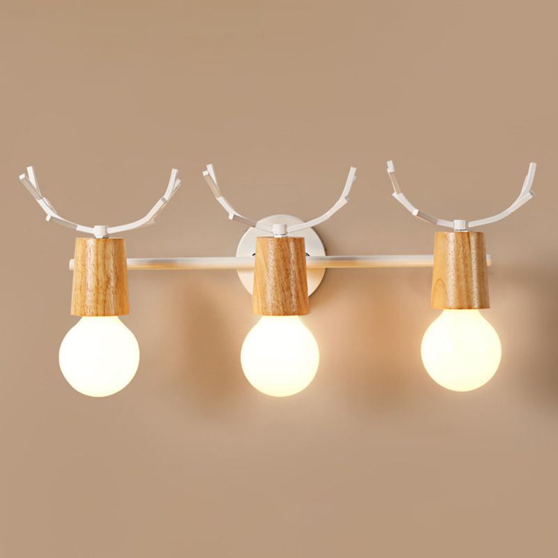 Noordse stijl eenvoud houten wandlamp metalen gewei ontwerp open lamp sconce licht voor slaapkamer