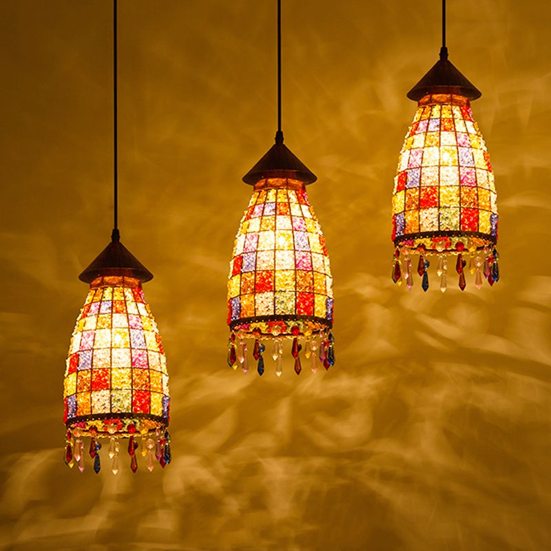 Dome Shade Bar Multi Light Pendant Vintage Metal 3 Heads Black Ceiling Lamp with Linear/Round Canopy