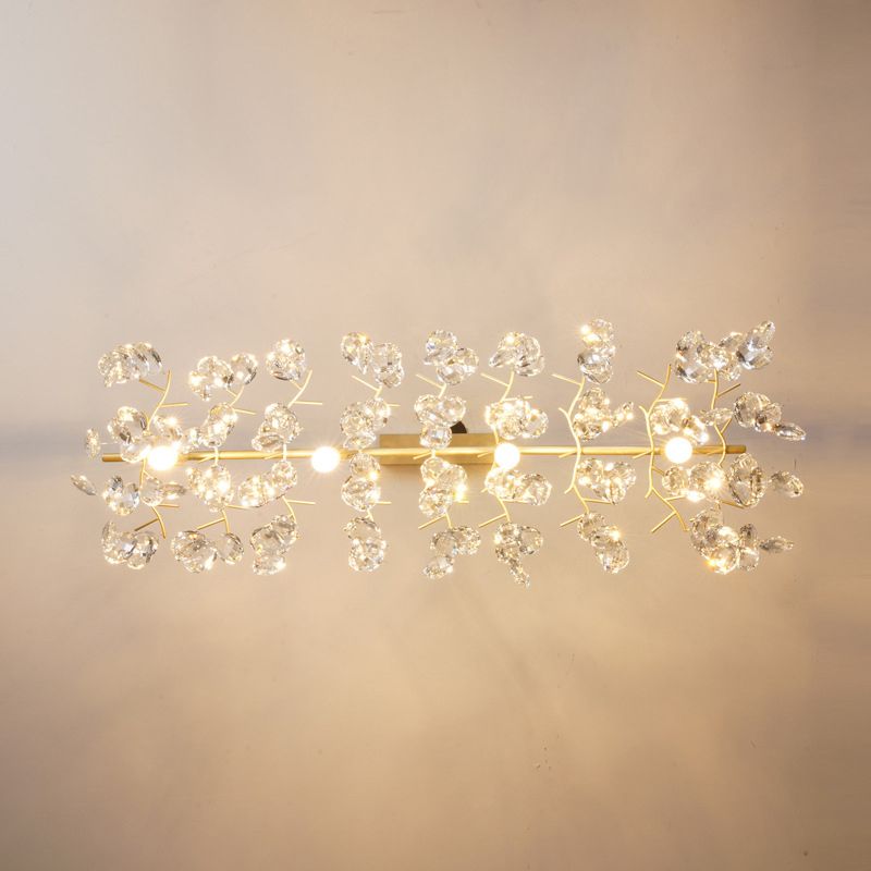 Afgeschuinde gesneden kristal kroonluchter land messing afwerking blad woonkamer hangende lamp