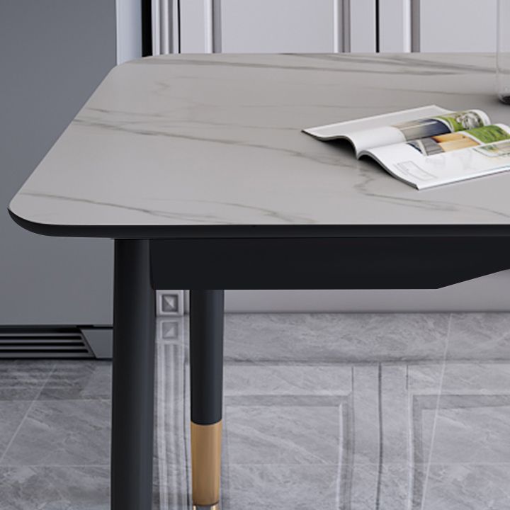Modern Sintered Stone Standard Dining Table Rectangle Kitchen Dining Table with 4 Legs Base