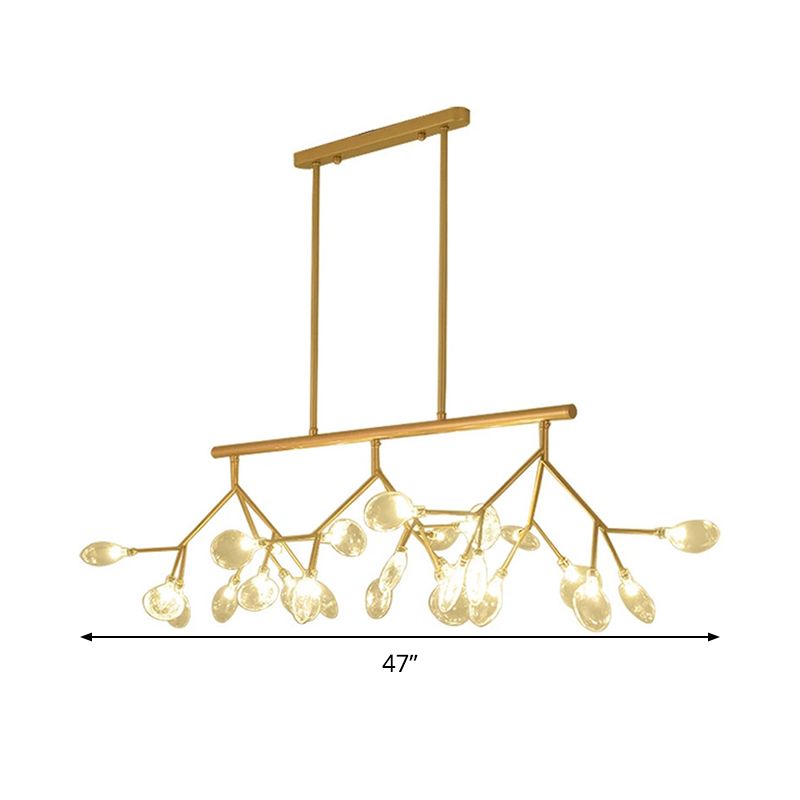 Postmodern Bubble Chandelier Lamp Clear Glass 27 Heads Dining Room Hanging Light Kit in Black/Gold