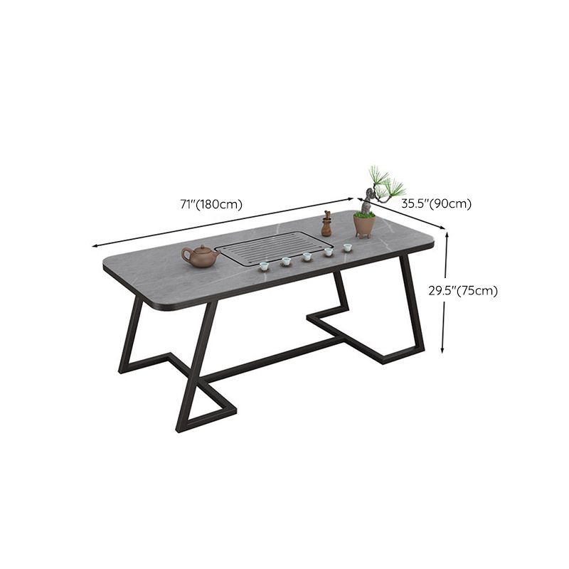 Metal and Stone Table Glam Style Family Rectangular Dining Table