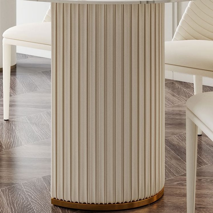 Contemporary Oval Table Sintered Stone Top Double Pedestal Dining Table