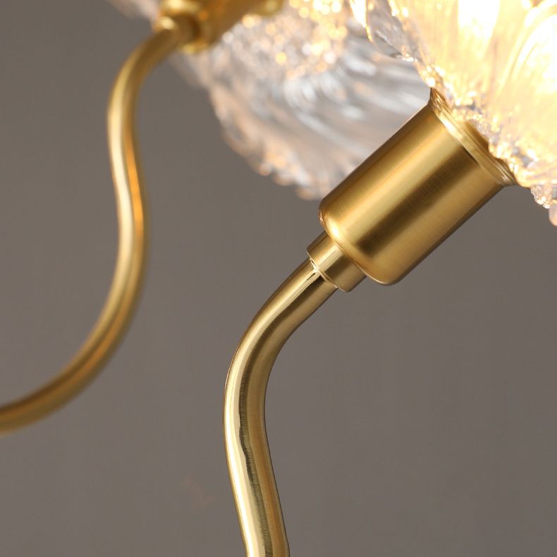 Modern Style Flower Shaped Glass Lamps Flush Mount Light Fixtures for Restaurant Living Room