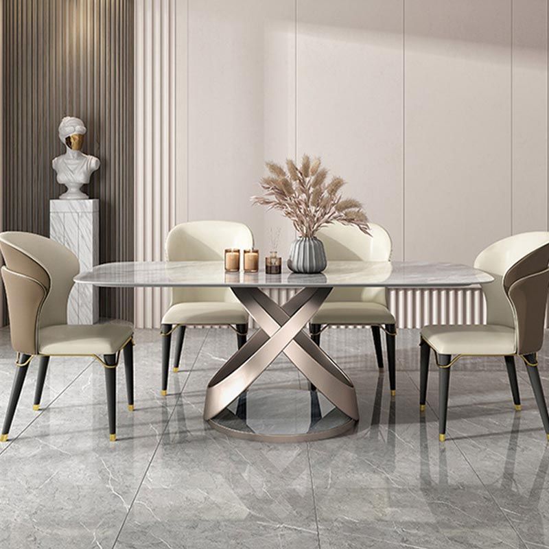 Nordic Sintered Stone Top Dining Set Rectangular 1/4/5/6/7 Pieces Dining Room Table Set