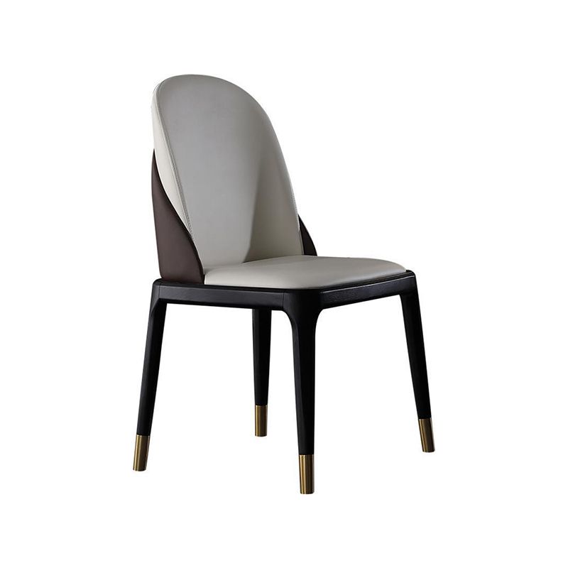 Glam Style Leather Side Chair Wooden Frame Indoor Dining Chair