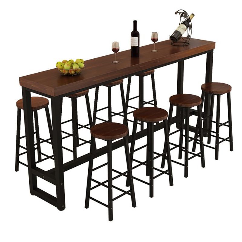 Iron Solid Wood Rectangular Table Industrial Style Home Bar Table