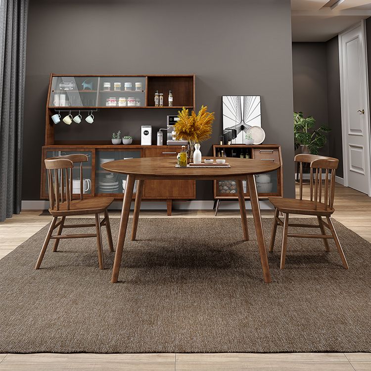 Mesa redonda de madera de goma para restaurantes Modern de comedor en naturaleza/nogal con 4 patas