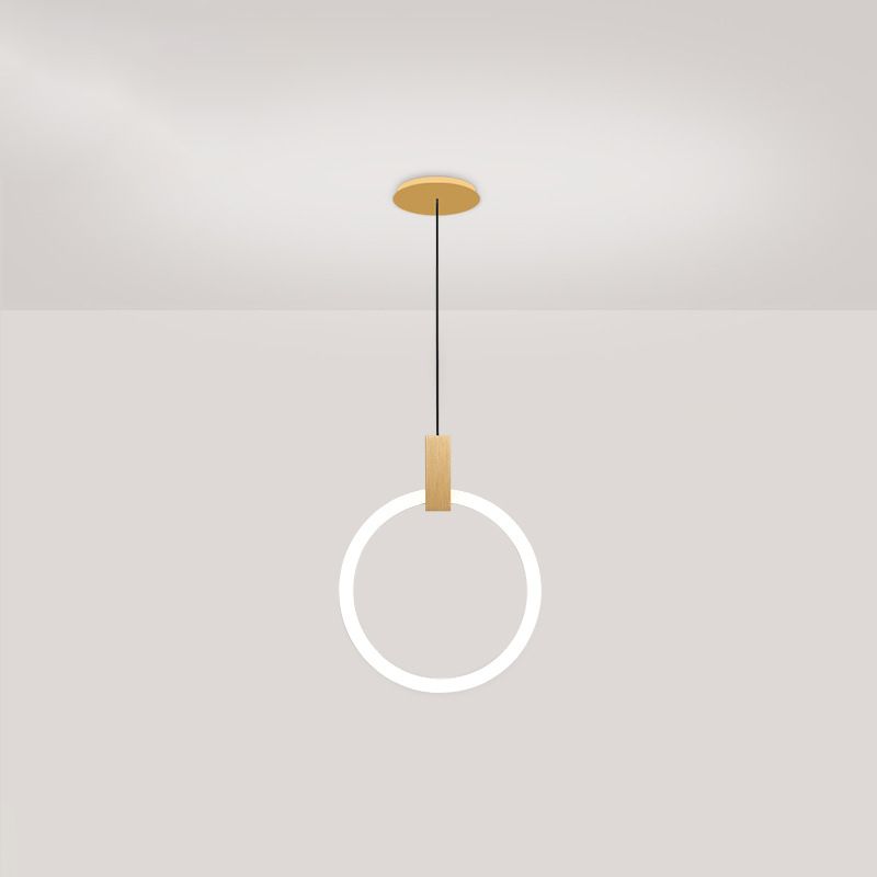 Minimalist Indoor Pendant Light, White Glass Circle Shade Pendant Lighting with Metal Handle
