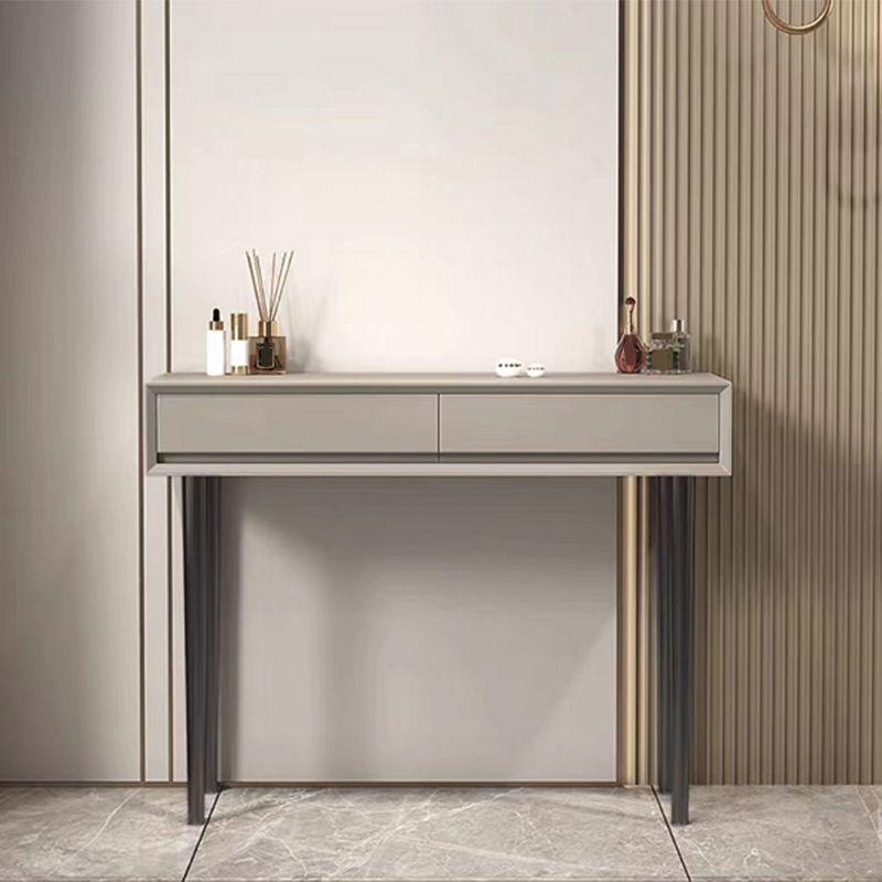 Gray Wood Vanity Desk Modern Simple 2 Drawers Dresser with Stool - 29.5" H