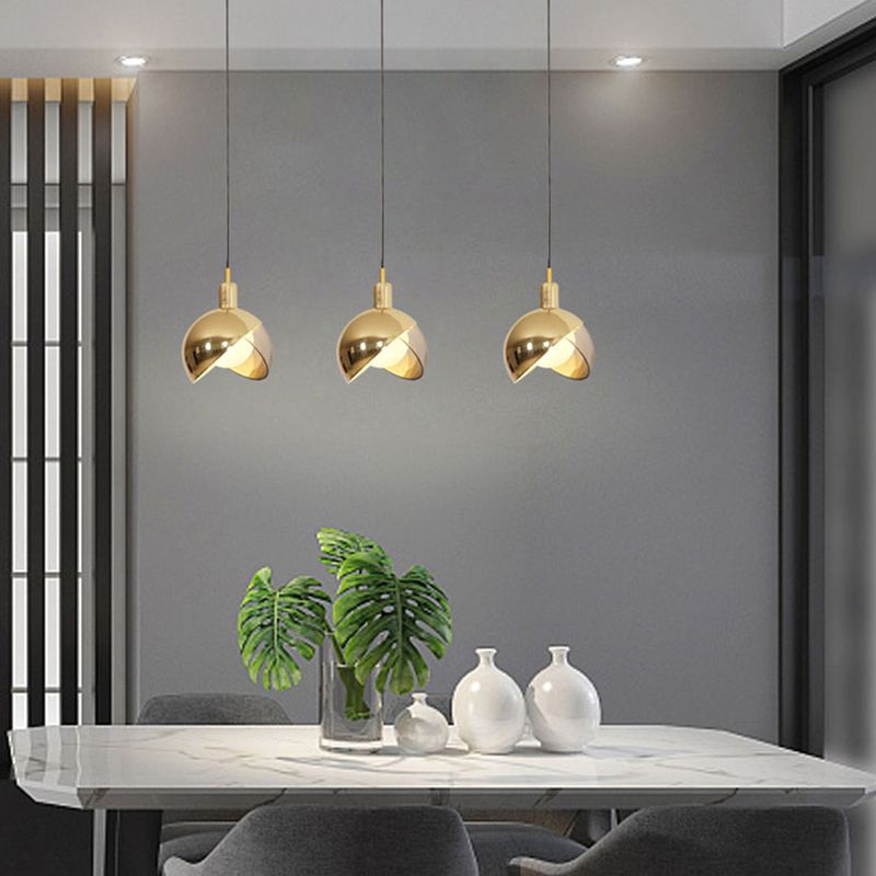 Lampada a sospensione in metallo elettroplato in stile moderno a sospensione in vetro globo per sala da pranzo