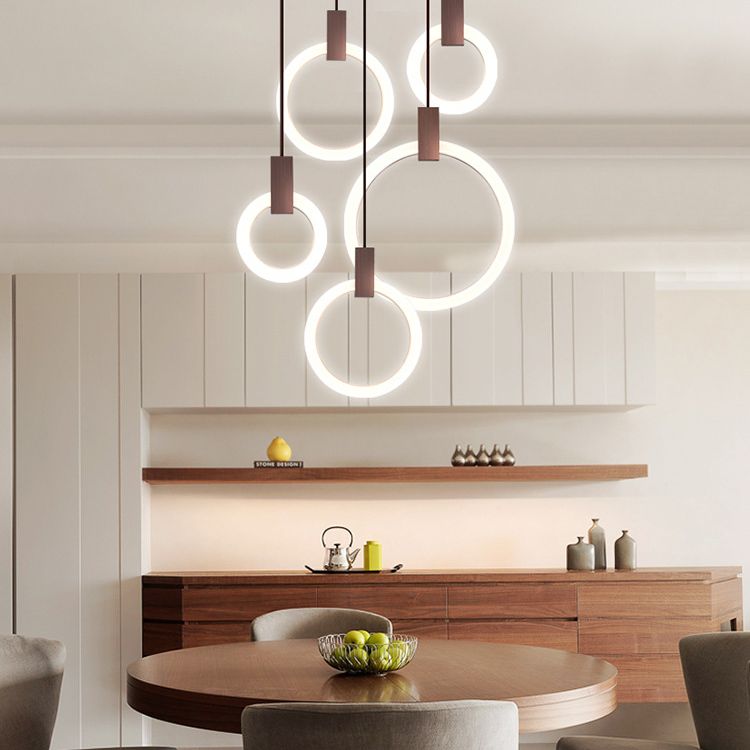 Halo Ring Pendant Light Fixture Simple Acrylic Dining Room LED Suspended Lighting