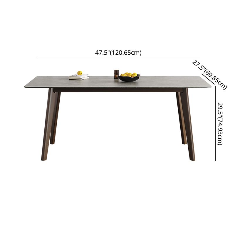 Contemporary Sintered Stone Top Standard Dining Set Rectangle Gray Dining Set for Kitchen