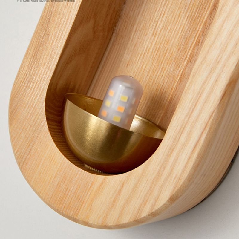 Modern Style Oval Wall Light Sconces Wood 1 Light Wall Lighting Ideas