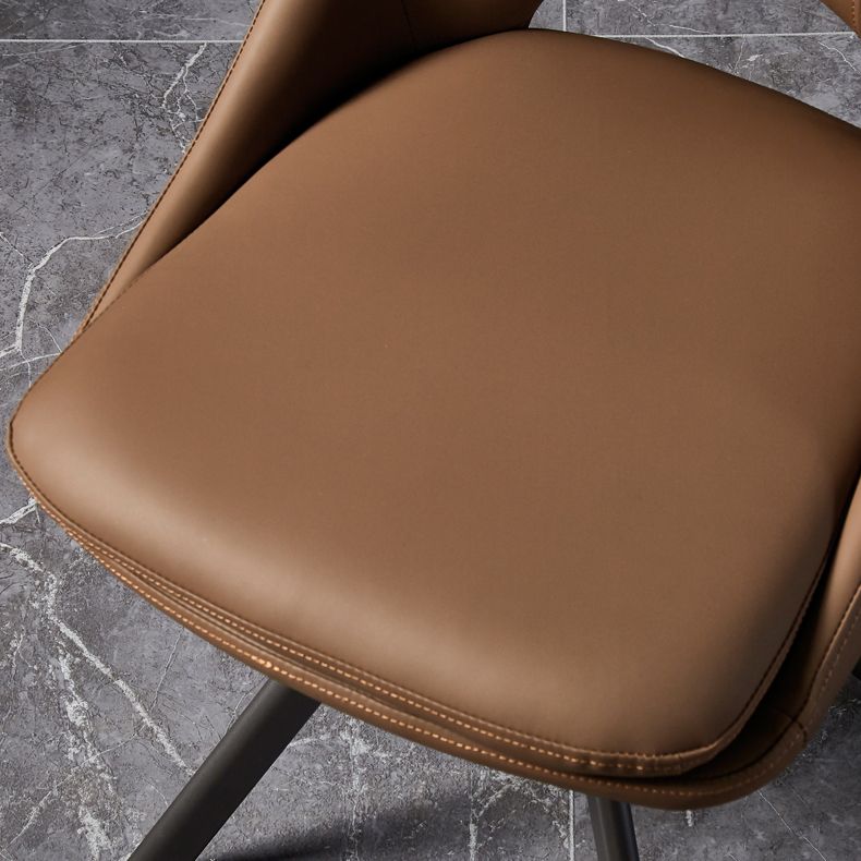 Eigentijds ontwerp open rug dineren stoelen lederen eetkamerstoelen