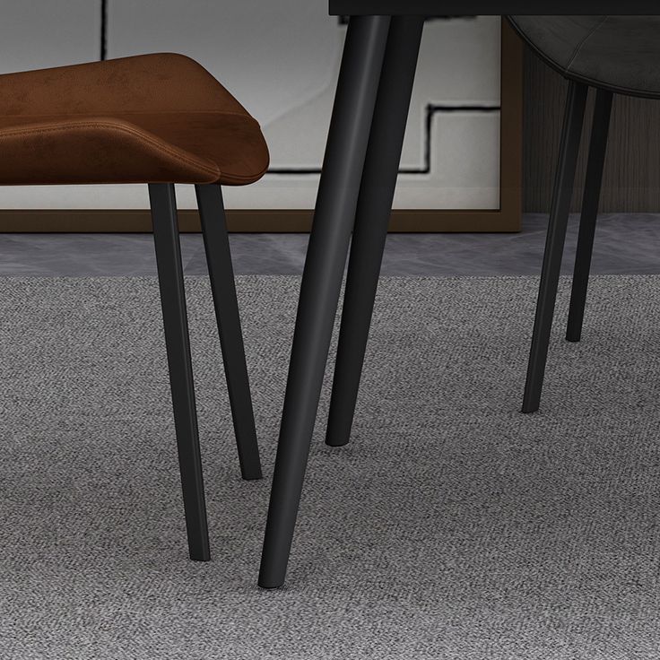 Industrial Style Sintered Stone Dining Table Carbon Steel 4 Legs Base Rectangle Table for Home