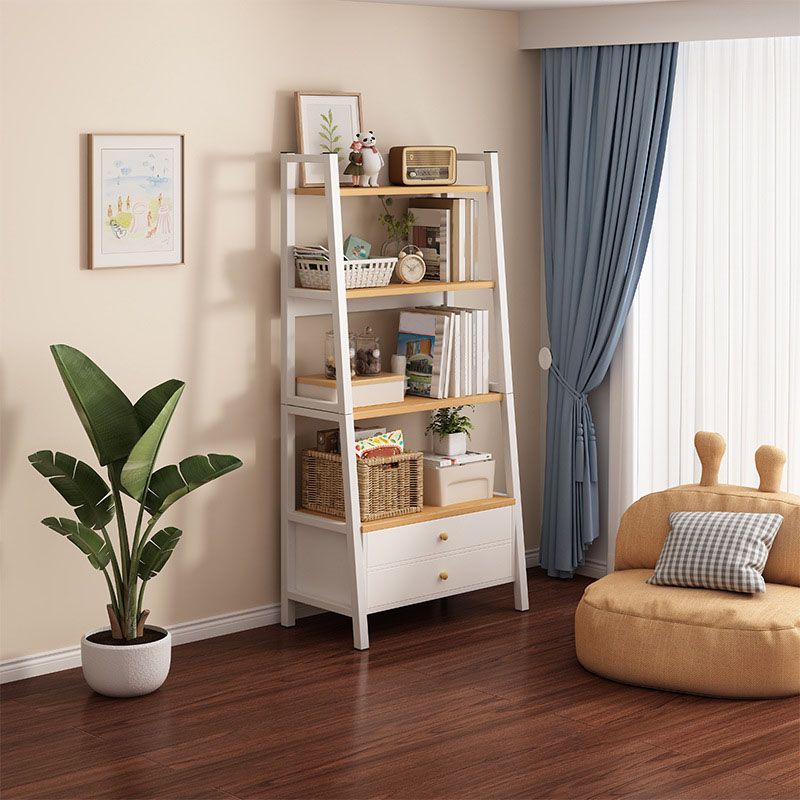 Scandinavian Manufactured Wood Bookcase 12-inch Wide Ladder Book Shelf