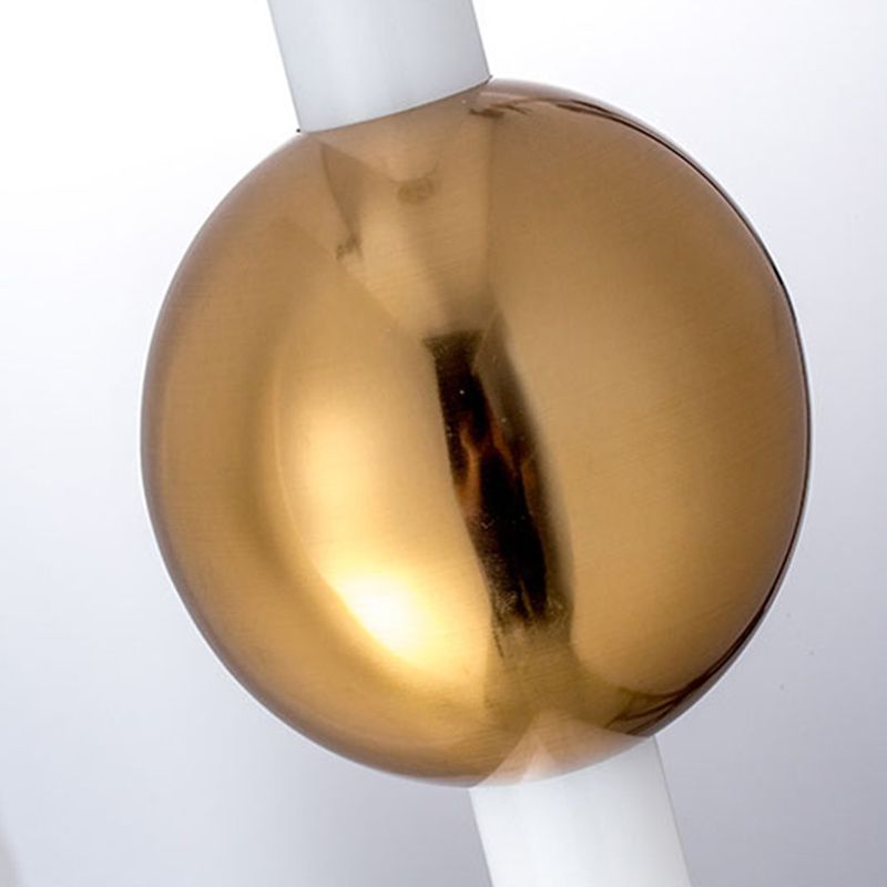 Minimalist Linear Pendant Lighting, White Glass Hanging Light with Gold Ball