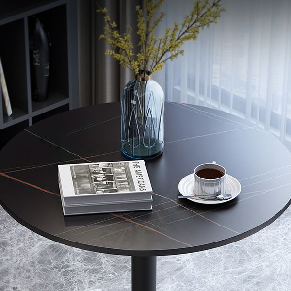 Metal Traditional Luxury Round Dining Table for Home Sintered Stone Table with Pedestal